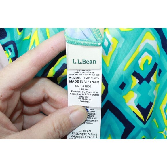 LL Bean BeanSport Swimwear Scoopneck Tankini Top Print Green Size 4 - Picture 7 of 10